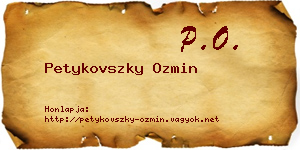 Petykovszky Ozmin névjegykártya